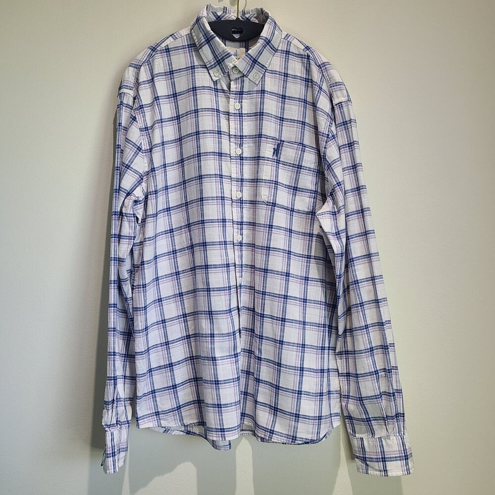 Johnnie O Men's Davis Shirt Large Long Sleeve Button Down Plaid Tweener JMWL3150